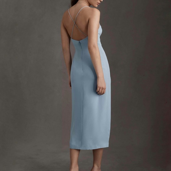 NEW BHLDN Formal Dresses | EMANUELLE GEORGETTE DRESS Light Blue Midi Dress - Picture 3 of 6